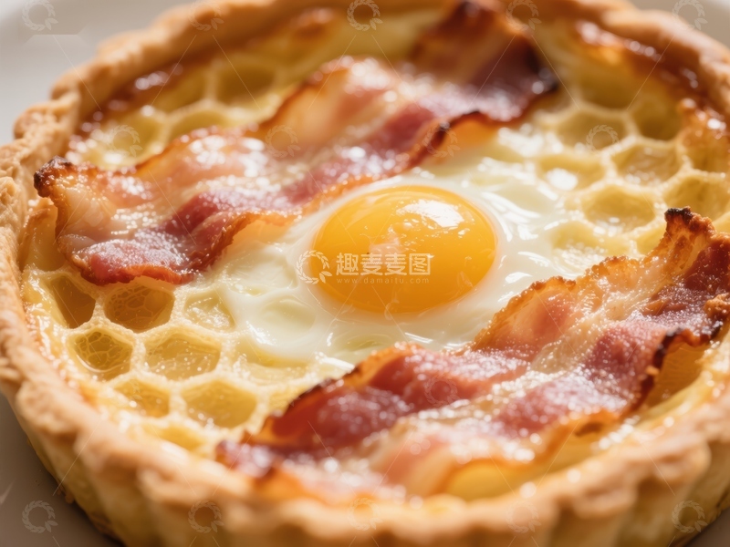 高清大图下载【趣麦麦图】培根蛋挞：金黄酥脆的美味
