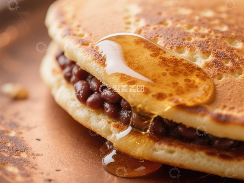 高清大图下载【趣麦麦图】豆馅煎饼淋蜂蜜