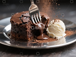 巧克力熔岩蛋糕配冰淇淋