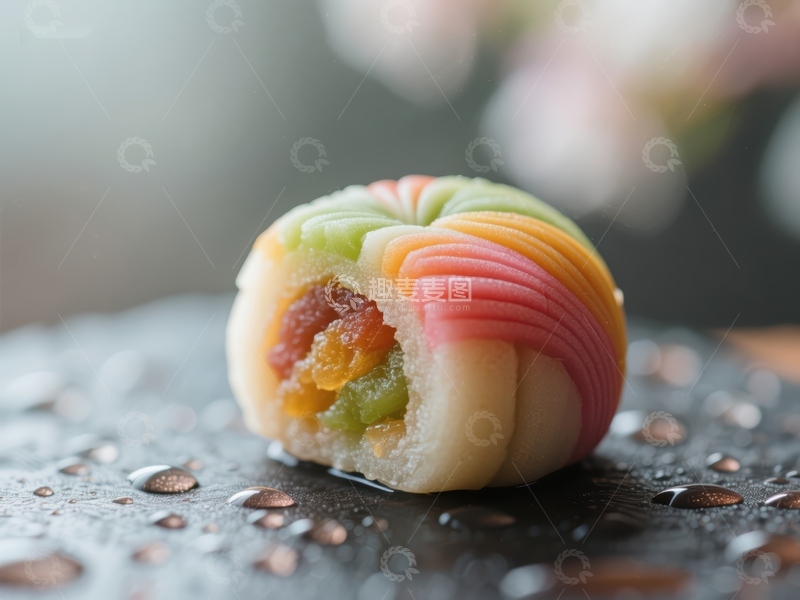 高清大图下载【趣麦麦图】彩虹糯米团，色彩斑斓的甜蜜小吃
