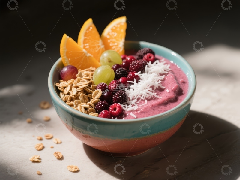 高清大图下载【趣麦麦图】色彩缤纷的水果燕麦碗