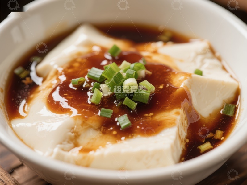 高清大图下载【趣麦麦图】嫩滑豆腐配酱油葱花