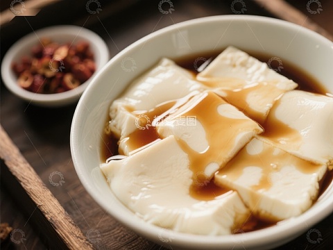 豆腐脑配酱汁，传统美食