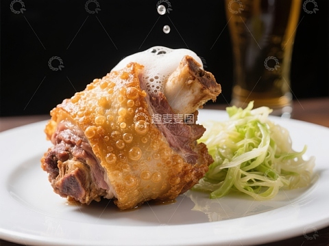 酥脆鸭肉配酸菜与泡沫装饰