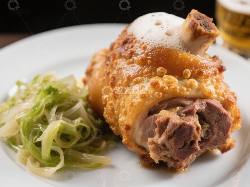 高清大图下载【趣麦麦图】酥皮烤肉配青菜