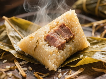 热腾腾的粽子，糯米与肉香四溢