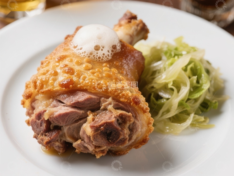 高清大图下载【趣麦麦图】酥脆烤鸡腿配生菜