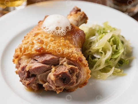 酥脆烤鸡腿配生菜