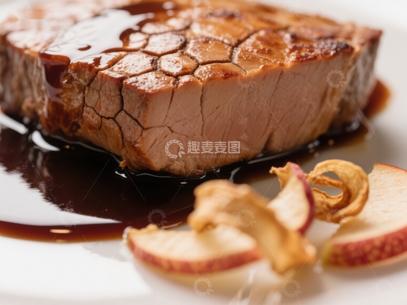 高清大图下载【趣麦麦图】煎烤牛肉配苹果片