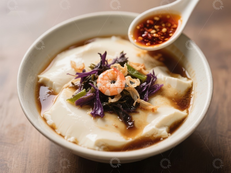 高清大图下载【趣麦麦图】豆腐脑配虾仁紫菜