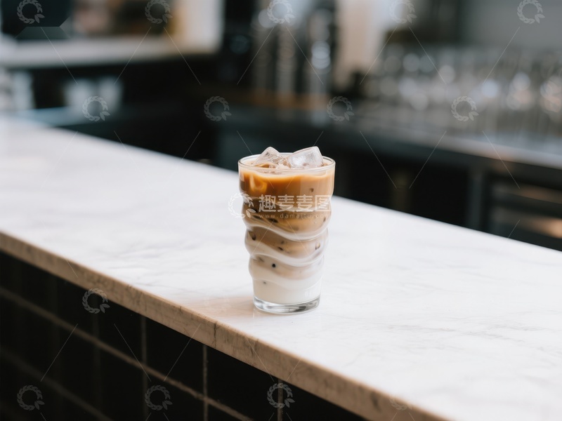 高清大图下载【趣麦麦图】冰咖啡饮品置于吧台