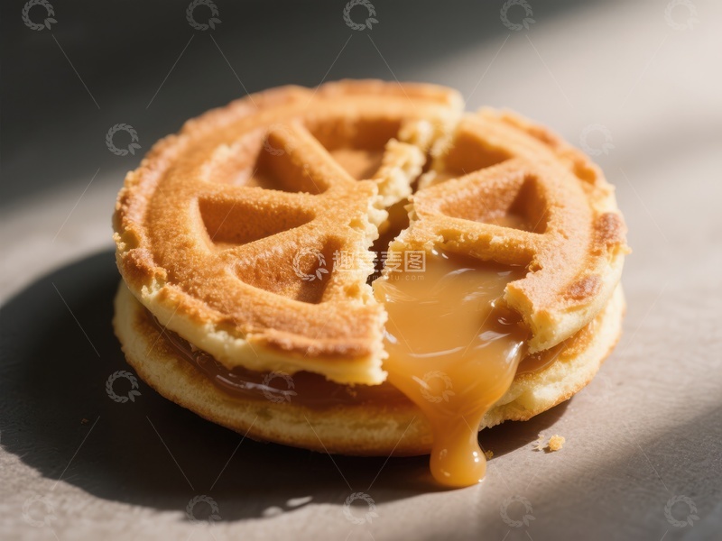 高清大图下载【趣麦麦图】焦糖夹心饼干，阳光下诱人甜蜜