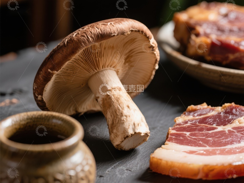 高清大图下载【趣麦麦图】鲜菇与肉片的美食搭配