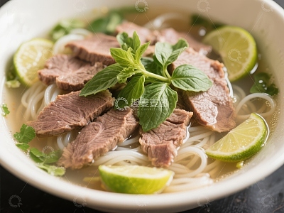越南牛肉河粉特写