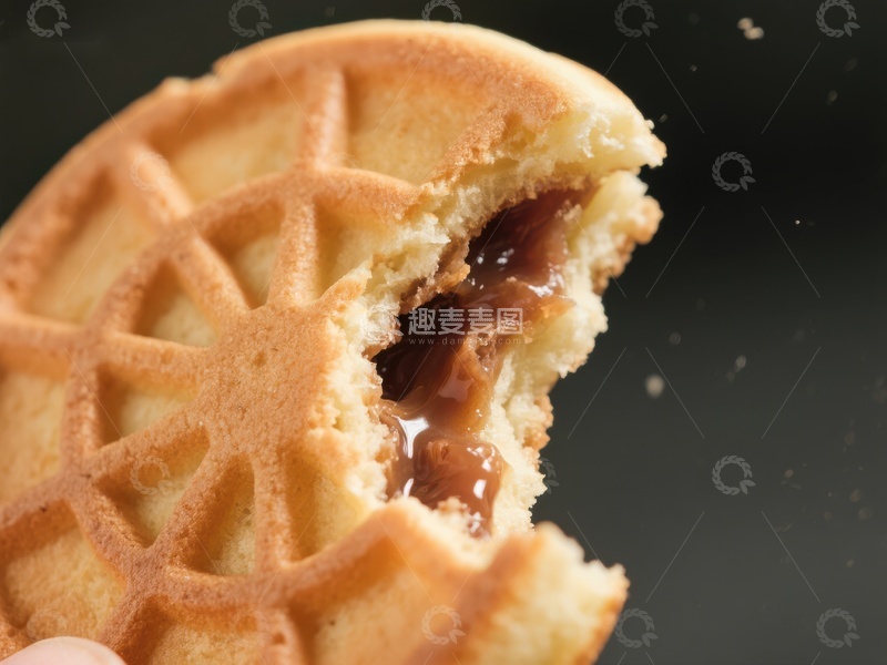 高清大图下载【趣麦麦图】夹心饼干特写，浓郁酱料流出