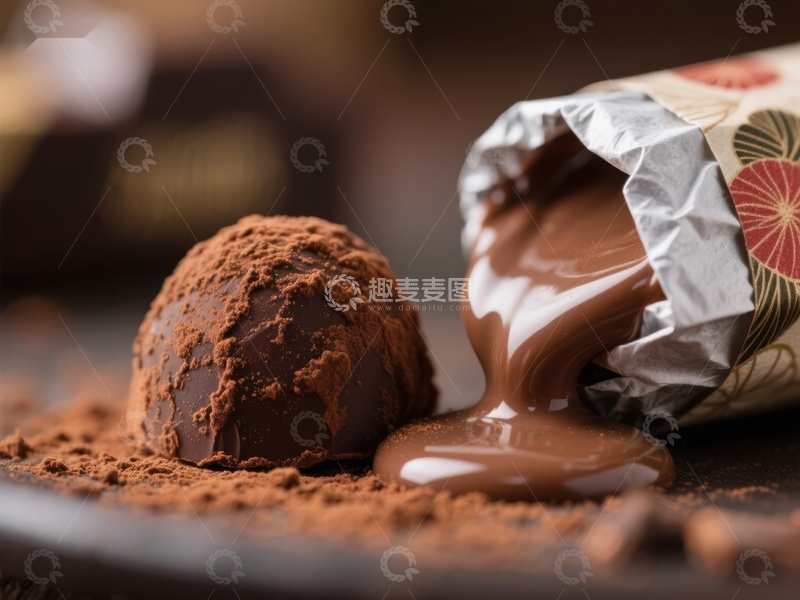 高清大图下载【趣麦麦图】巧克力球与融化巧克力的诱人组合