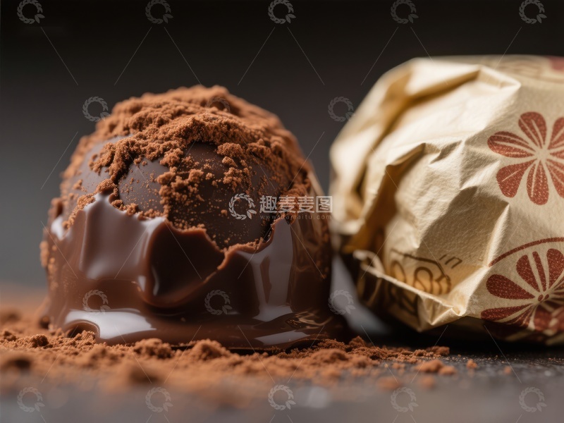 高清大图下载【趣麦麦图】巧克力球融化在可可粉上