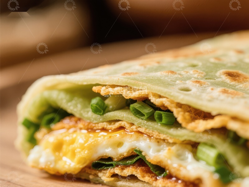 高清大图下载【趣麦麦图】葱花煎饼夹蛋，美味早餐