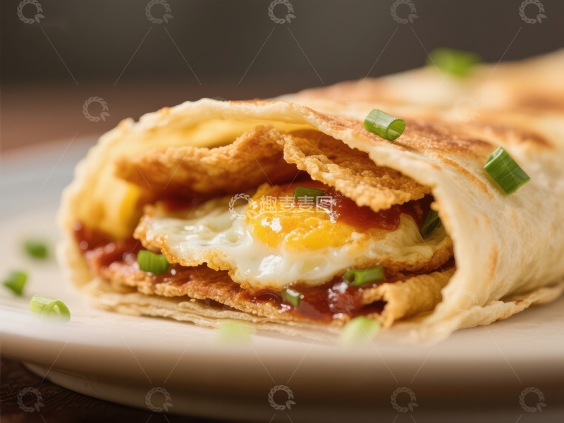 高清大图下载【趣麦麦图】煎饼卷蛋美味早餐