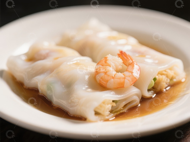 高清大图下载【趣麦麦图】鲜虾肠粉，淋汁诱人