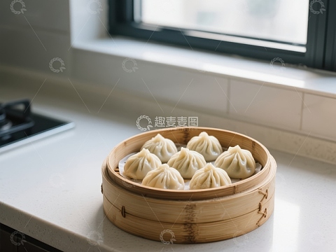 蒸笼中的美味小笼包