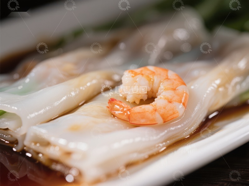 高清大图下载【趣麦麦图】鲜虾肠粉，美味粤式点心