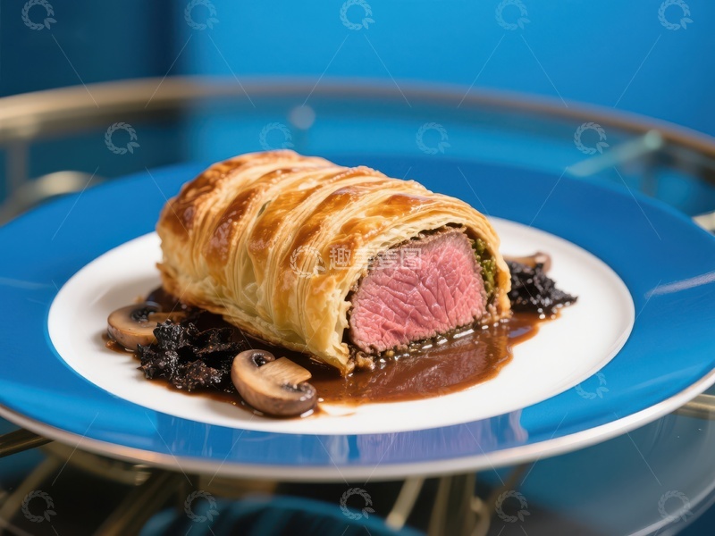 高清大图下载【趣麦麦图】酥皮包裹的牛肉卷配蘑菇酱