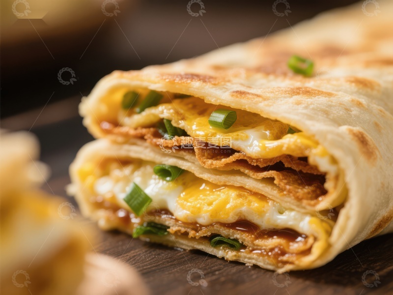 高清大图下载【趣麦麦图】煎饼果子：蛋香四溢的传统美食