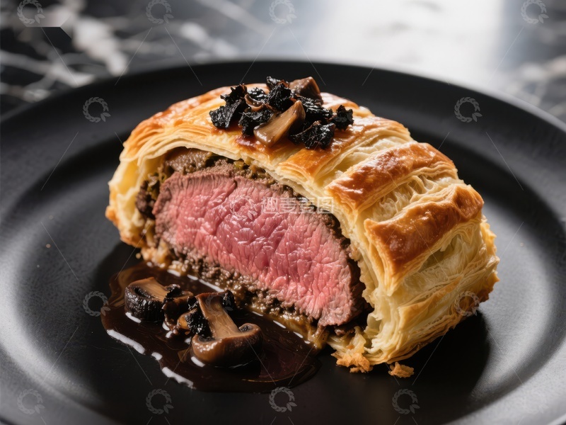 高清大图下载【趣麦麦图】酥皮包裹的牛肉配蘑菇酱