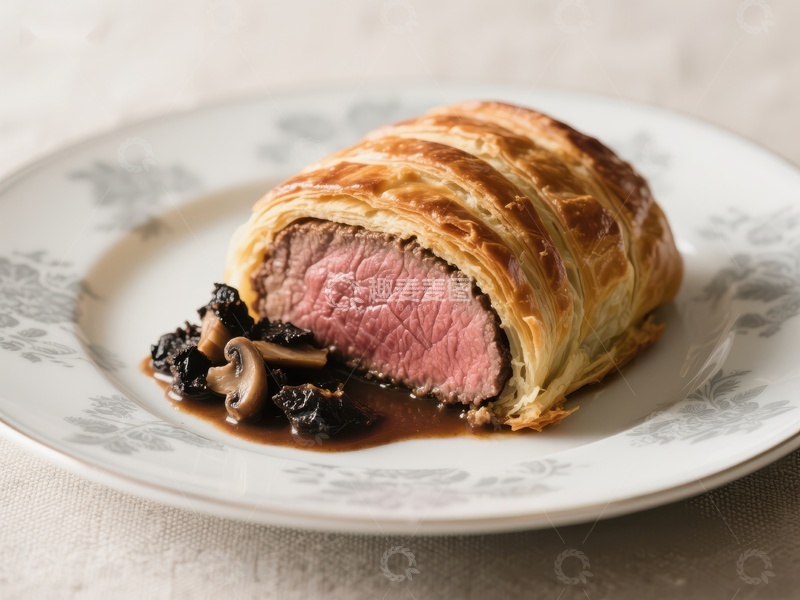 高清大图下载【趣麦麦图】酥皮包裹的牛肉配蘑菇酱