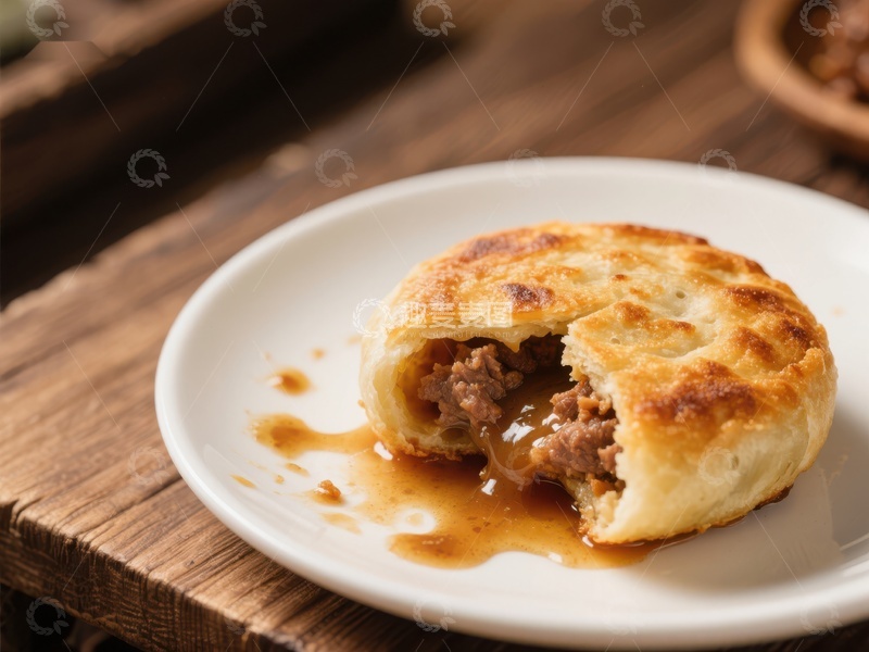 高清大图下载【趣麦麦图】酥皮肉馅饼，一口咬开的美味瞬间