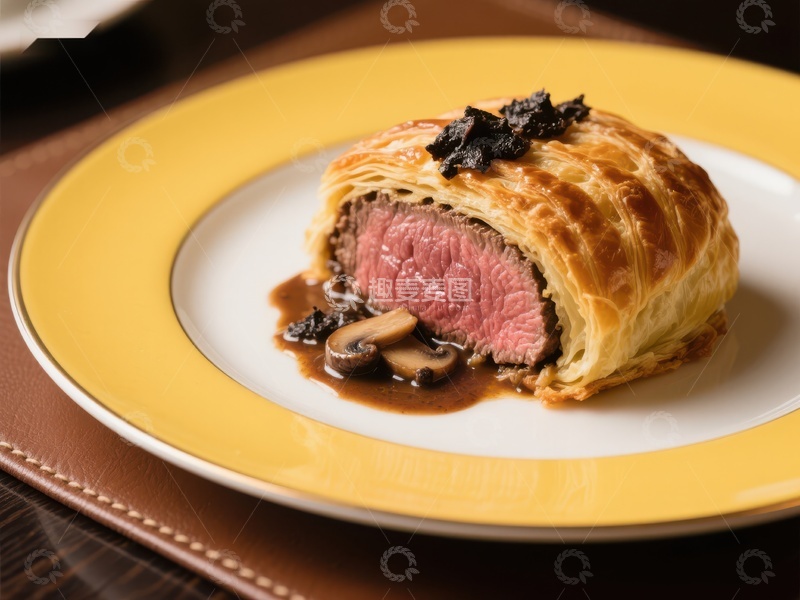 高清大图下载【趣麦麦图】酥皮包裹的牛肉配蘑菇酱