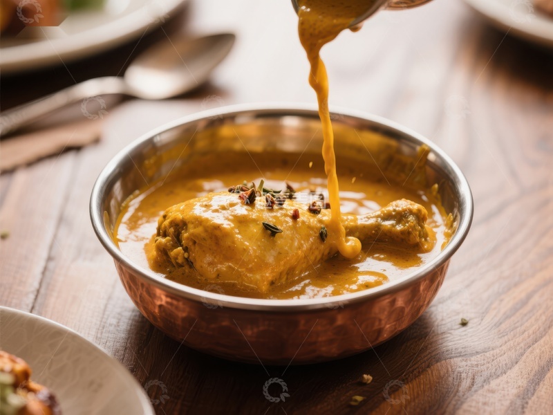 高清大图下载【趣麦麦图】浓郁咖喱鸡腿，香料汤汁倾泻