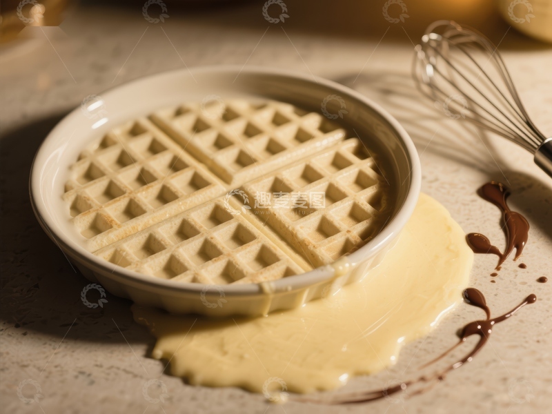 高清大图下载【趣麦麦图】热腾腾的华夫饼配奶油酱