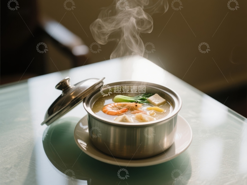 高清大图下载【趣麦麦图】热气腾腾的海鲜蔬菜汤