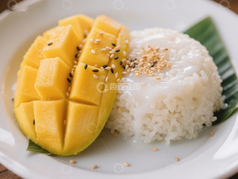 高清大图下载【趣麦麦图】芒果糯米饭，传统泰式甜点