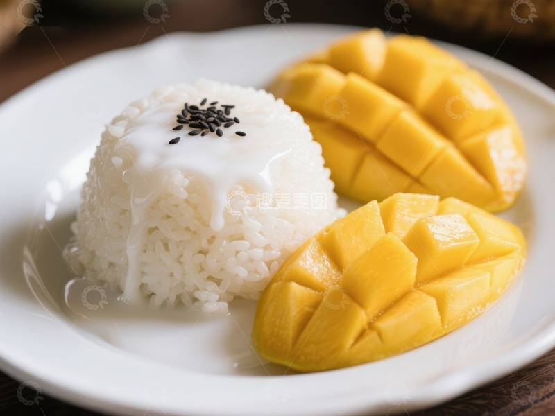 高清大图下载【趣麦麦图】芒果糯米饭，传统甜品