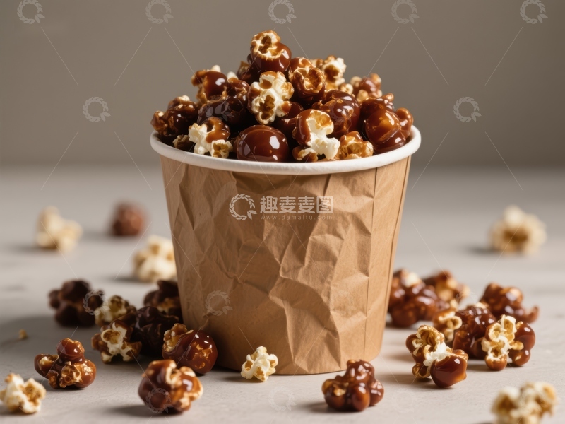 高清大图下载【趣麦麦图】纸杯中的焦糖爆米花