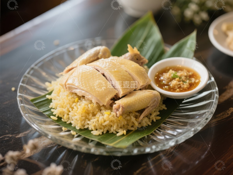 高清大图下载【趣麦麦图】椰浆饭配蒸鸡，东南亚美食