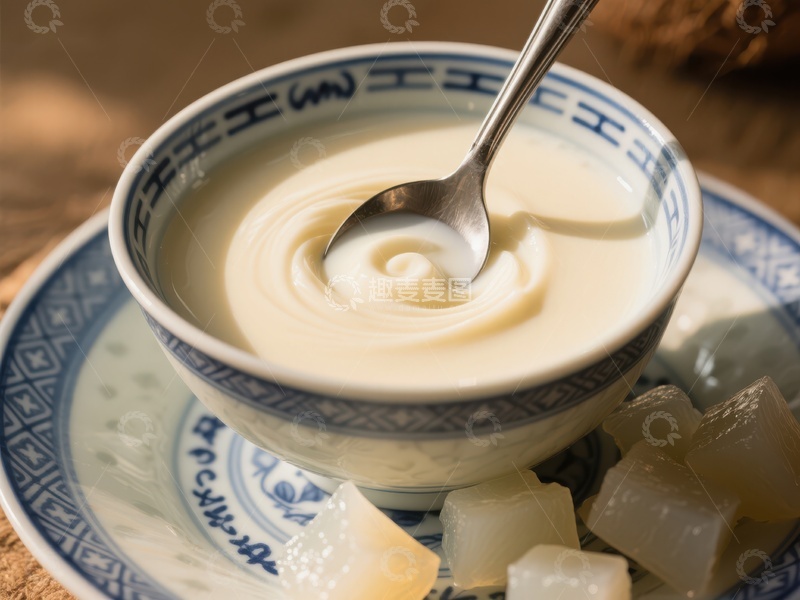 高清大图下载【趣麦麦图】浓稠酸奶配冰块，清新解暑