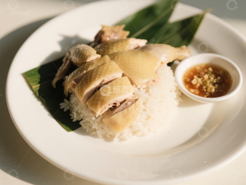 高清大图下载【趣麦麦图】鸡肉饭配蘸酱，清新美味