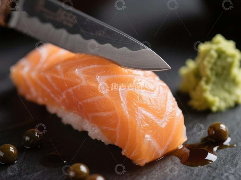 高清大图下载【趣麦麦图】精致三文鱼寿司配芥末