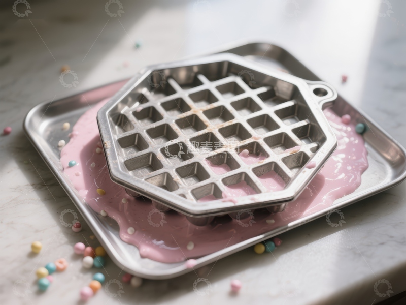 高清大图下载【趣麦麦图】粉色糖霜与金属模具的创意组合