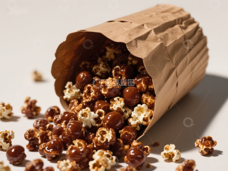 高清大图下载【趣麦麦图】纸袋中的焦糖爆米花
