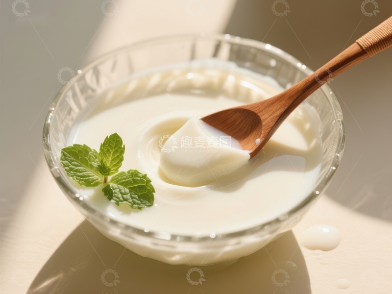 高清大图下载【趣麦麦图】新鲜酸奶配薄荷叶
