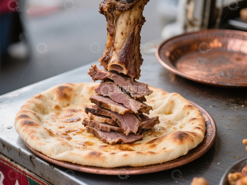 高清大图下载【趣麦麦图】烤肉配馕，传统美食