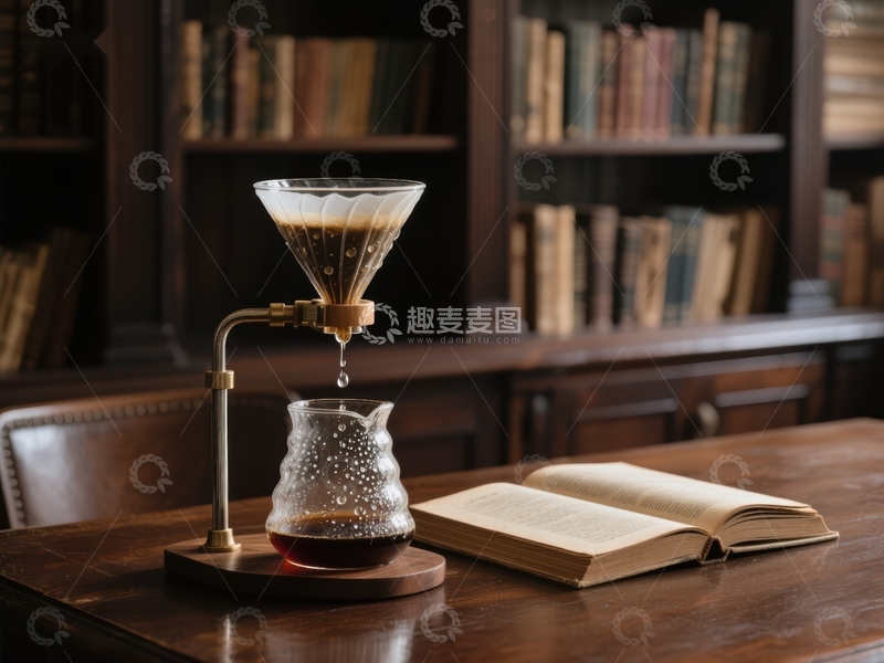 高清大图下载【趣麦麦图】咖啡滴滤与书本的静谧时光