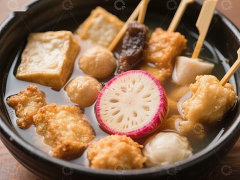 日式关东煮，丰富食材热汤中