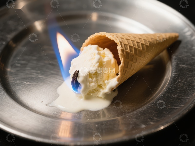 高清大图下载【趣麦麦图】火焰舔舐的冰淇淋锥