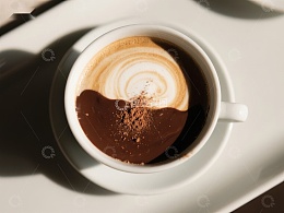 咖啡杯中的艺术：心形拉花与可可粉